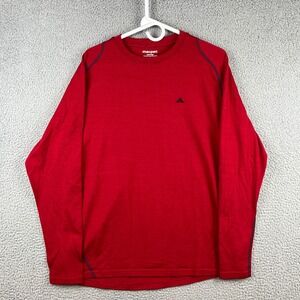 Macpac‎ Mens Large Red 100% Merino Wool Long Sleeve Base Layer Crew Neck Shirt